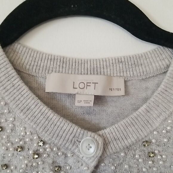 LOFT with Rhinestone** Button Front Sweater, size SP - Picture 2 of 4